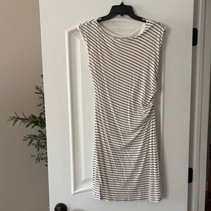 LOFT Black and White Striped Mini Dress